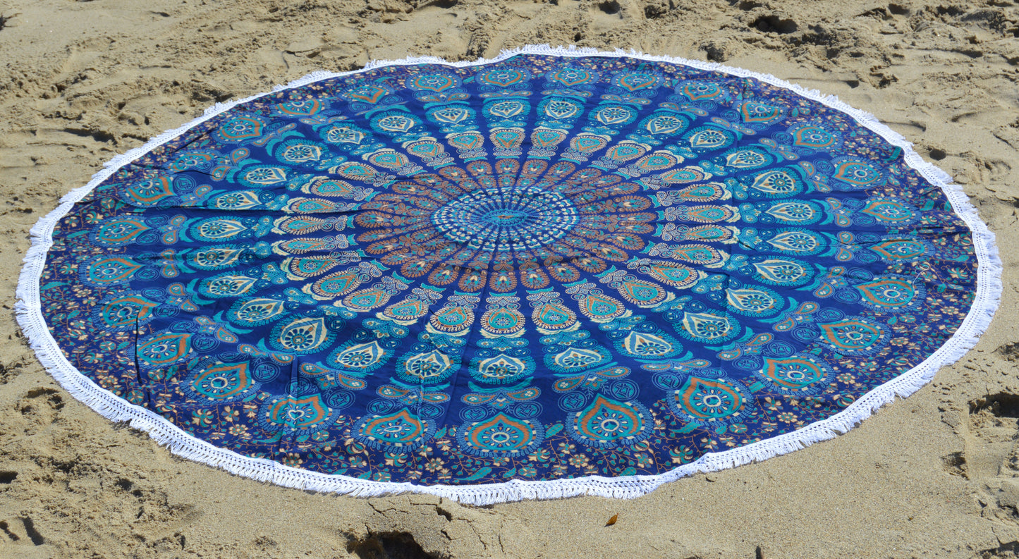 Round Beach Blanket- Royal Blue