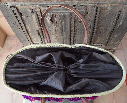 Handmade Moroccan Beach Bag - Purple/Fuchsia Missoni Tassels