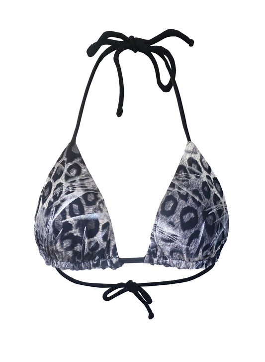 Reversible Cheetah Bikini Top - Silver/Black