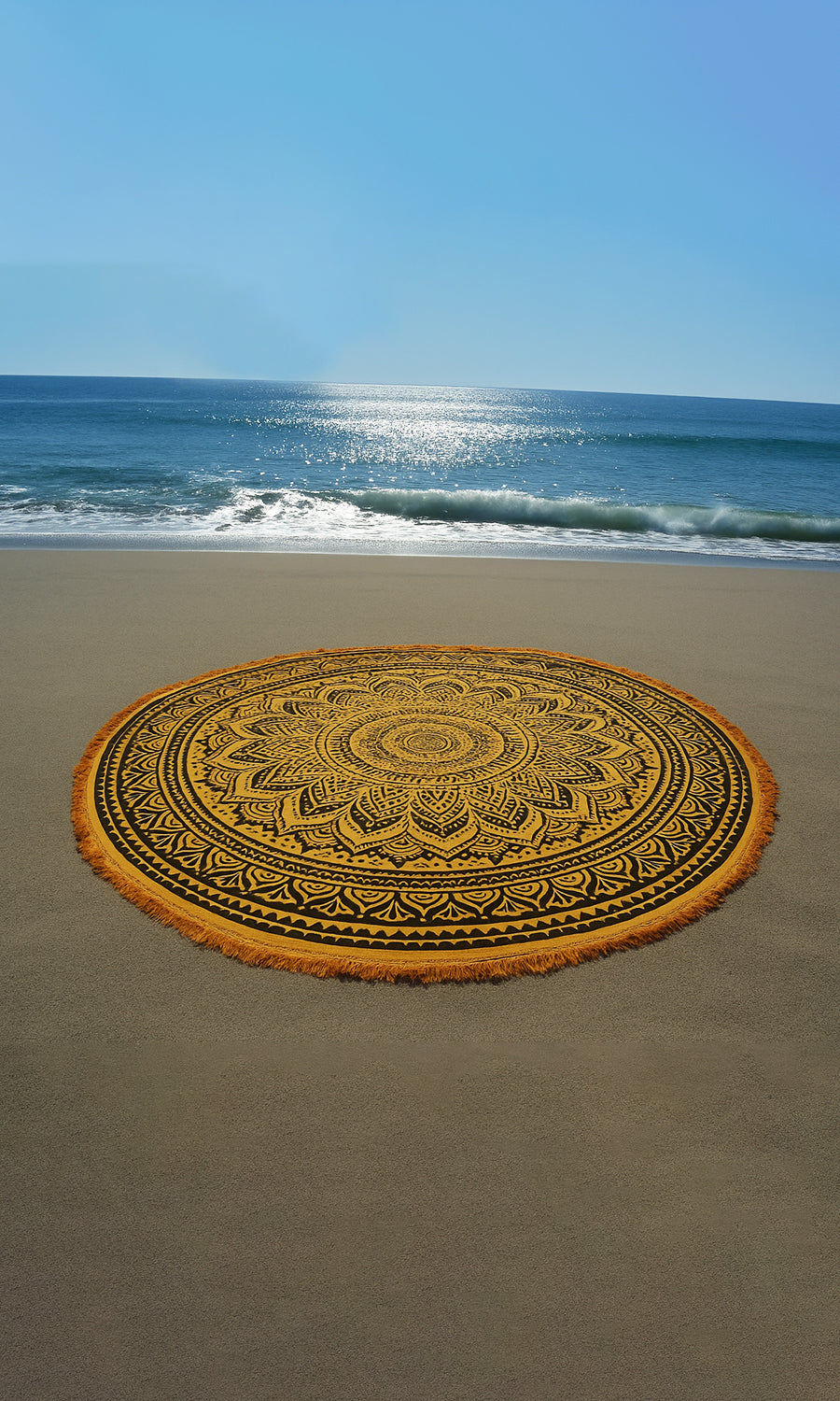 Round Beach Blanket- Yellow/Orange Tie Dye
