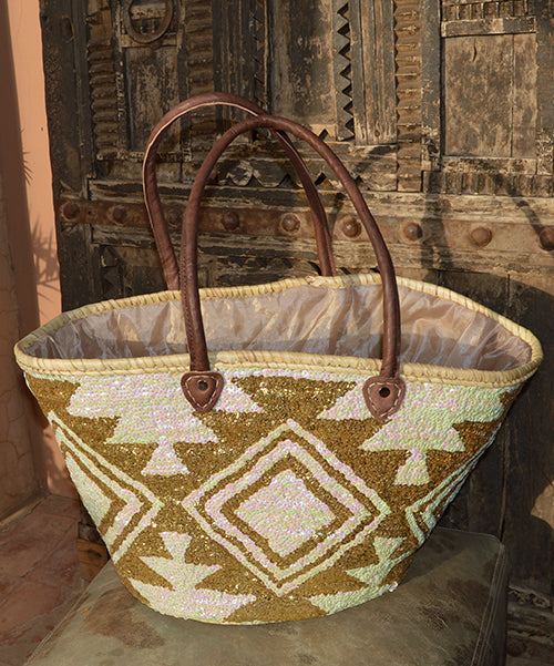 White and shop gold beach bag